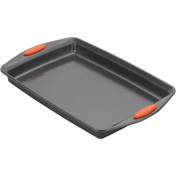 imageRachael Ray Nonstick Bakeware Set with Grips Nonstick Cookie Sheets  Baking Sheets  3 Piece Gray with Orange Grips