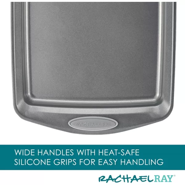 imageRachael Ray Nonstick Bakeware Set with Grips Nonstick Cookie Sheets  Baking Sheets  3 Piece Gray with Sea Salt Gray Grips