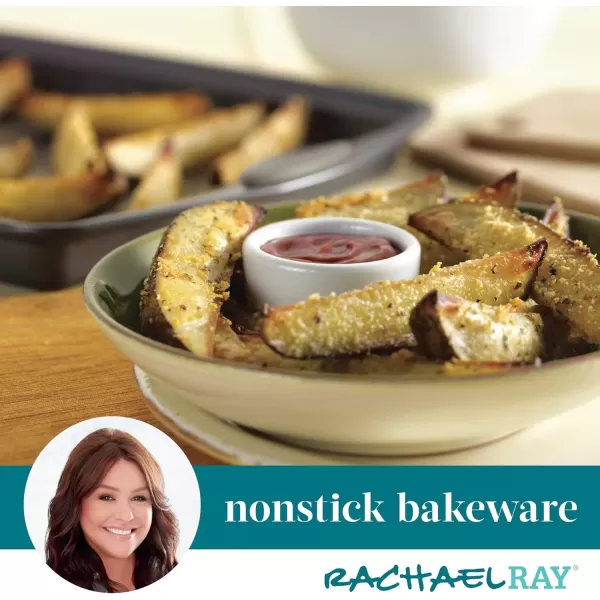 imageRachael Ray Nonstick Bakeware Set with Grips Nonstick Cookie Sheets  Baking Sheets  3 Piece Gray with Sea Salt Gray Grips
