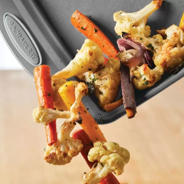 imageRachael Ray Nonstick Bakeware Set with Grips Nonstick Cookie Sheets  Baking Sheets  3 Piece Gray with Sea Salt Gray Grips