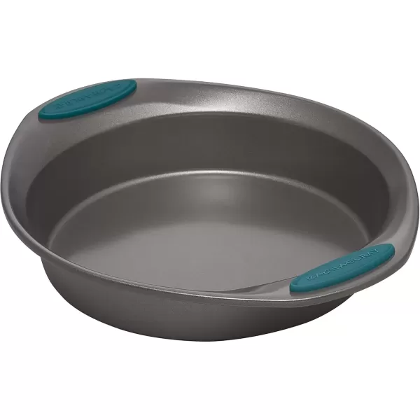 imageRachael Ray Nonstick Bakeware Set with Grips includes Nonstick Bread  Baking Pans Cookie  Baking Sheet and Cake Pans  10 Piece Gray with marine blue grips