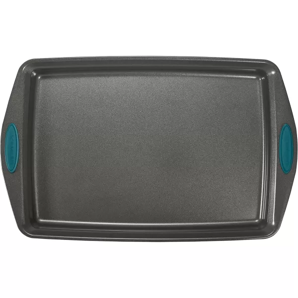 imageRachael Ray Nonstick Bakeware Set with Grips includes Nonstick Bread  Baking Pans Cookie  Baking Sheet and Cake Pans  10 Piece Gray with marine blue grips