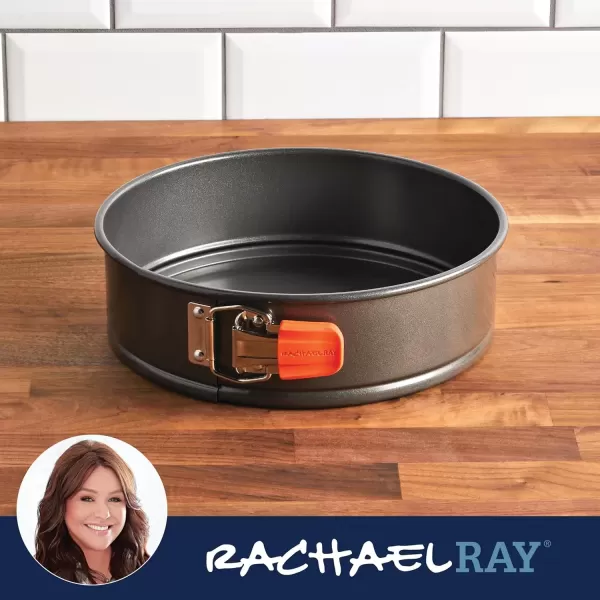 imageRachael Ray Oven Lovin Nonstick Bakeware Springform Baking Pan With Grips  Nonstick Springform Cake Pan With Grips  Nonstick Cheesecake Pan With Grips Round  9 Inch GrayGray with Orange