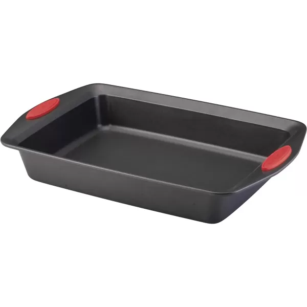 imageRachael Ray Yum o Nonstick Bakeware Baking Pan With Grips  Nonstick Cake Pan With Grips Rectangle  9 Inch x 13 Inch GrayGray with Red Grips