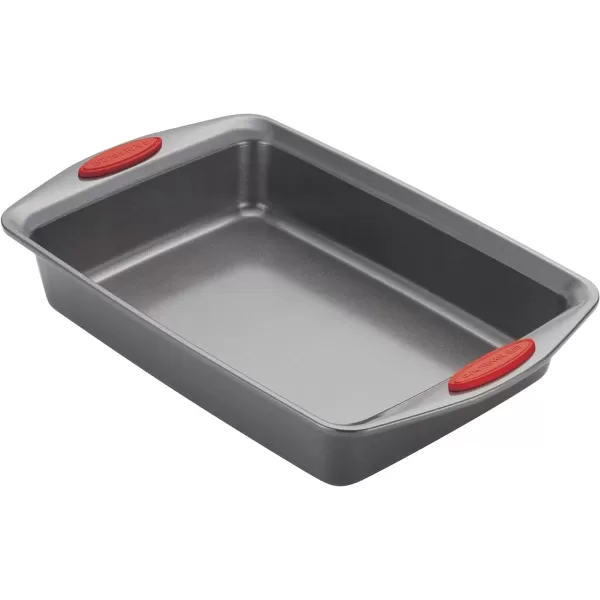 imageRachael Ray Yum o Nonstick Bakeware Baking Pan With Grips  Nonstick Cake Pan With Grips Rectangle  9 Inch x 13 Inch GrayGray with Red Grips