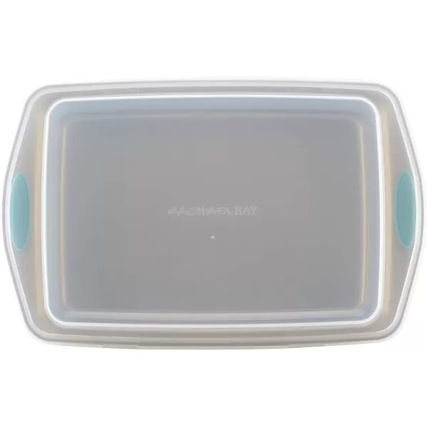imageRachael Ray Yum o Nonstick Bakeware Baking Pan With Grips  Nonstick Cake Pan With Grips Rectangle  9 Inch x 13 Inch GrayLatte Brown with Agave Blue Grips