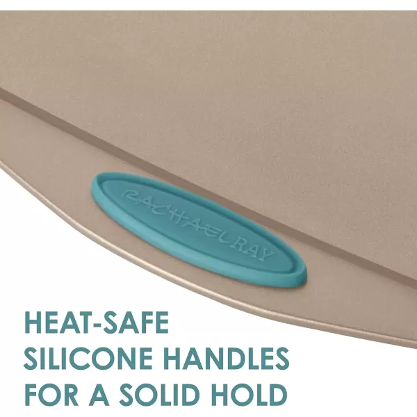 imageRachael Ray Yum o Nonstick Bakeware Baking Pan With Grips  Nonstick Cake Pan With Grips Rectangle  9 Inch x 13 Inch GrayLatte Brown with Agave Blue Grips