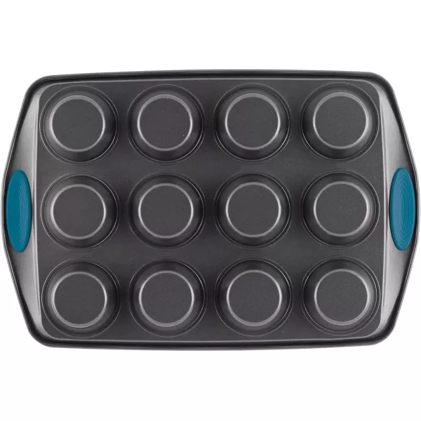 imageRachael Ray Yumo Nonstick 24Cup Mini Muffin Tin With Grips  Nonstick 24Cup Mini Cupcake Tin With Grips  24 Cup Gray with Marine Blue GripsBlue Grips