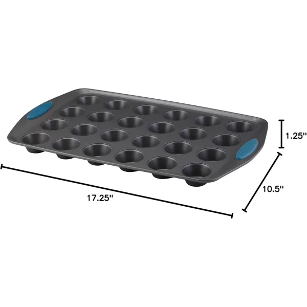 imageRachael Ray Yumo Nonstick 24Cup Mini Muffin Tin With Grips  Nonstick 24Cup Mini Cupcake Tin With Grips  24 Cup Gray with Marine Blue GripsBlue Grips