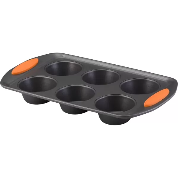 imageRachael Ray Yumo Nonstick 24Cup Mini Muffin Tin With Grips  Nonstick 24Cup Mini Cupcake Tin With Grips  24 Cup Gray with Marine Blue GripsOrange Grips