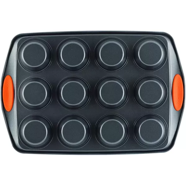 imageRachael Ray Yumo Nonstick 24Cup Mini Muffin Tin With Grips  Nonstick 24Cup Mini Cupcake Tin With Grips  24 Cup Gray with Marine Blue GripsOrange Grips