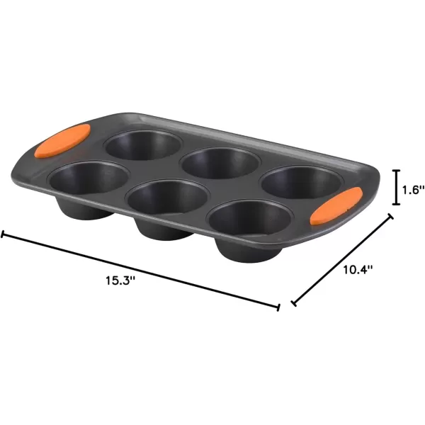 imageRachael Ray Yumo Nonstick 24Cup Mini Muffin Tin With Grips  Nonstick 24Cup Mini Cupcake Tin With Grips  24 Cup Gray with Marine Blue GripsOrange Grips