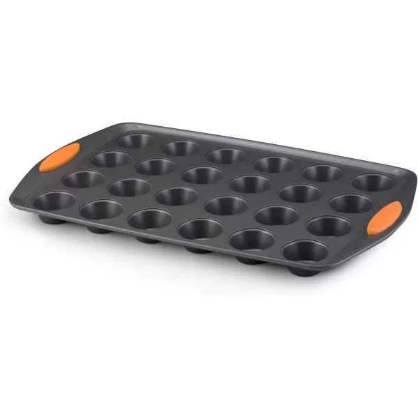 imageRachael Ray Yumo Nonstick 24Cup Mini Muffin Tin With Grips  Nonstick 24Cup Mini Cupcake Tin With Grips  24 Cup Gray with Marine Blue GripsOrange Grips