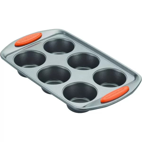 imageRachael Ray Yumo Nonstick 24Cup Mini Muffin Tin With Grips  Nonstick 24Cup Mini Cupcake Tin With Grips  24 Cup Gray with Marine Blue GripsOrange Grips