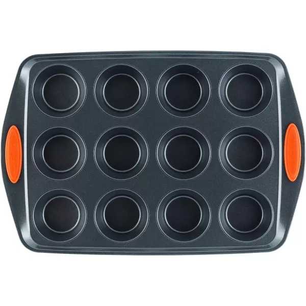 imageRachael Ray Yumo Nonstick 24Cup Mini Muffin Tin With Grips  Nonstick 24Cup Mini Cupcake Tin With Grips  24 Cup Gray with Marine Blue GripsOrange Grips