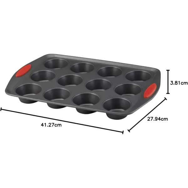imageRachael Ray Yumo Nonstick 24Cup Mini Muffin Tin With Grips  Nonstick 24Cup Mini Cupcake Tin With Grips  24 Cup Gray with Marine Blue GripsRed Grips