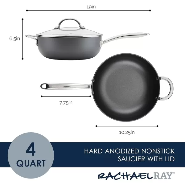 imageRachael Ray 80090 Professional Hard Anodized Nonstick Cookware Oval Pasta PotBraiser 8 Quart  Gray4 Quarts