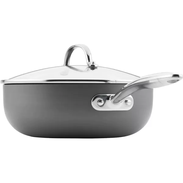 imageRachael Ray 80090 Professional Hard Anodized Nonstick Cookware Oval Pasta PotBraiser 8 Quart  Gray4 Quarts