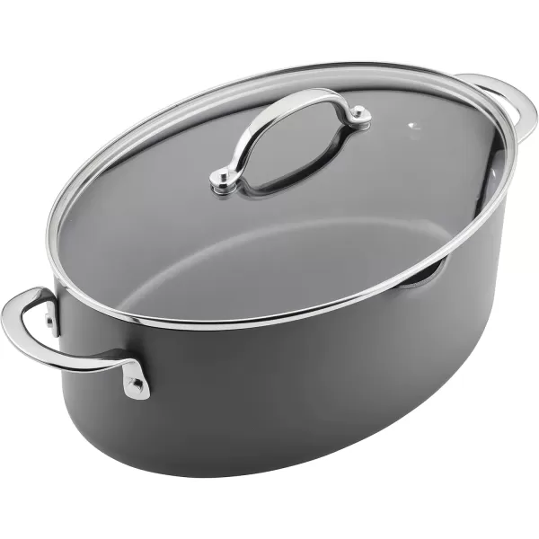 imageRachael Ray 80090 Professional Hard Anodized Nonstick Cookware Oval Pasta PotBraiser 8 Quart  Gray8 Quarts