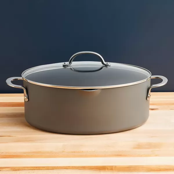 imageRachael Ray 80090 Professional Hard Anodized Nonstick Cookware Oval Pasta PotBraiser 8 Quart  Gray8 Quarts