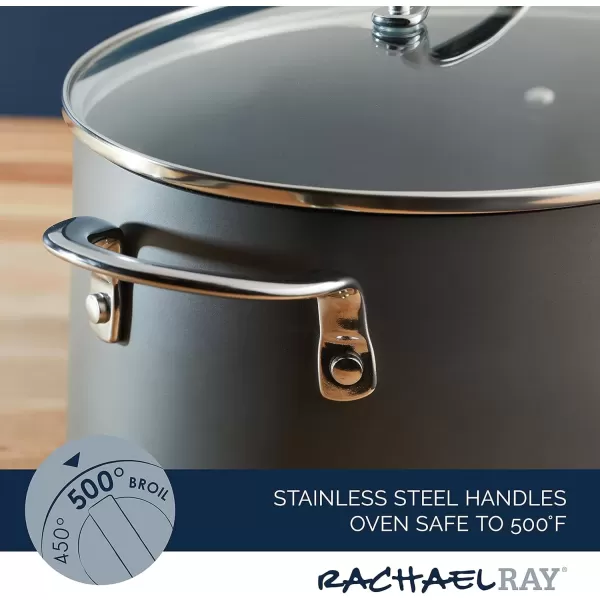 imageRachael Ray 80090 Professional Hard Anodized Nonstick Cookware Oval Pasta PotBraiser 8 Quart  Gray8 Quarts
