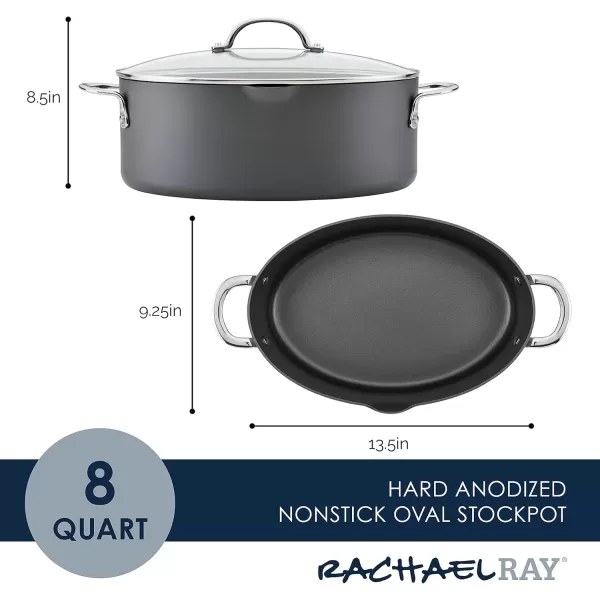 imageRachael Ray 80090 Professional Hard Anodized Nonstick Cookware Oval Pasta PotBraiser 8 Quart  Gray8 Quarts