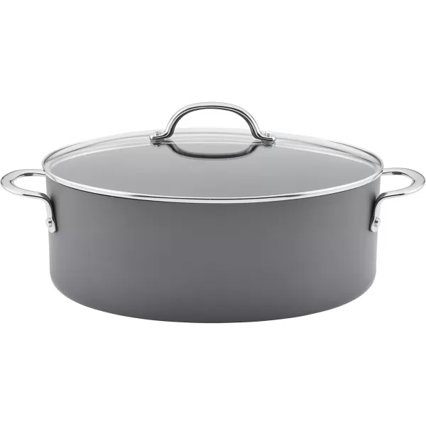 imageRachael Ray 80090 Professional Hard Anodized Nonstick Cookware Oval Pasta PotBraiser 8 Quart  Gray8 Quarts