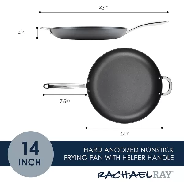 imageRachael Ray 80090 Professional Hard Anodized Nonstick Cookware Oval Pasta PotBraiser 8 Quart  GraySkillet 14Inch