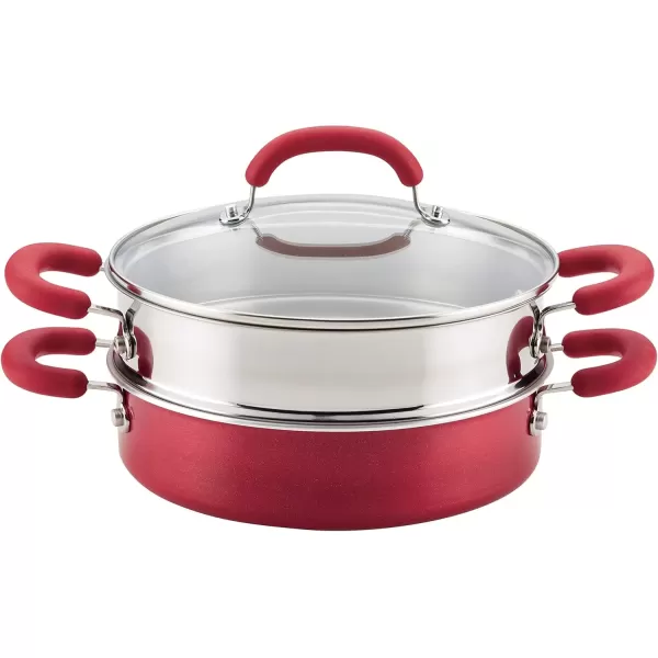 imageRachael Ray Create Delicious Aluminum Nonstick Steam Set 3Quart Red Shimmer