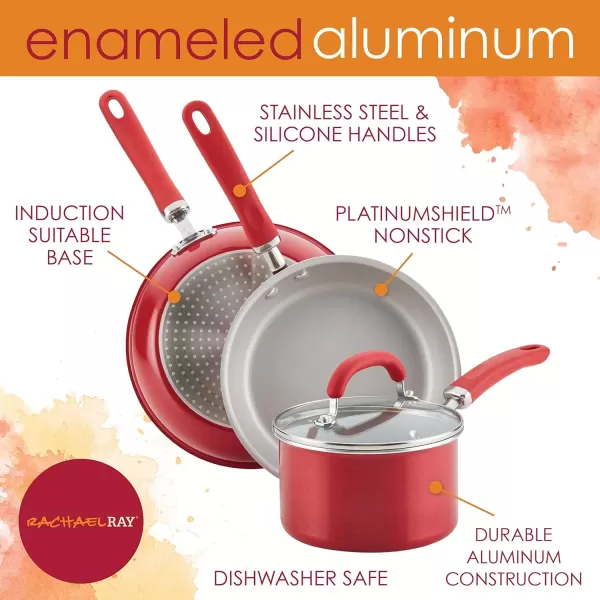 imageRachael Ray Create Delicious Aluminum Nonstick Steam Set 3Quart Red Shimmer