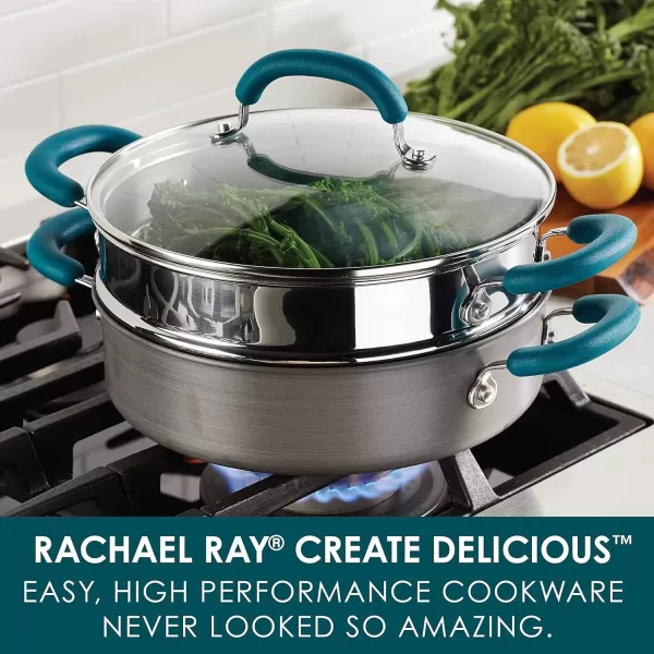 imageRachael Ray Create Delicious Hard Anodized Aluminum Nonstick Steam Set 3Quart Gray