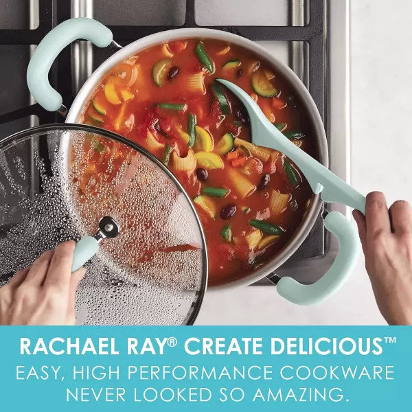 imageRachael Ray Create Delicious Nonstick Stock PotStockpot with Lid  6 Quart RedLight Blue Shimmer
