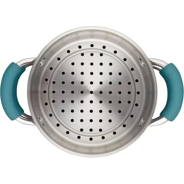 imageRachael Ray Cucina Hard Porcelain Enamel Nonstick MultiPot  Steamer Set 3Quart Agave Blue  16799Agave Blue