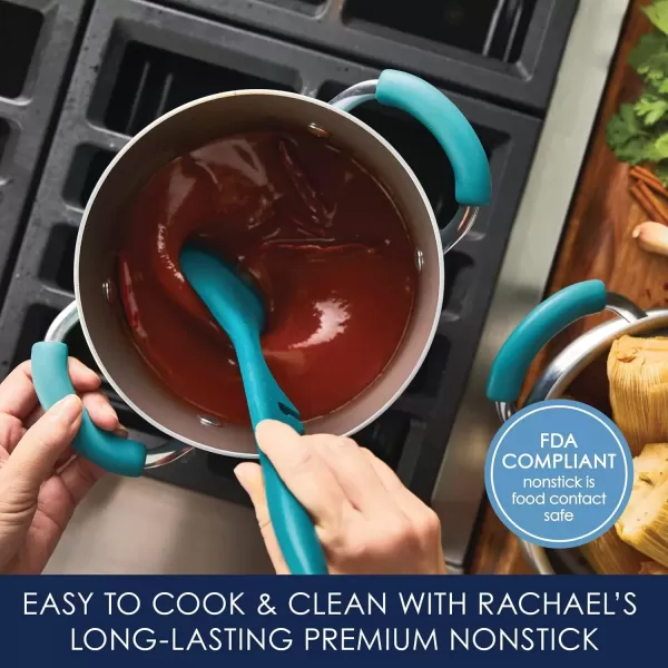 imageRachael Ray Cucina Hard Porcelain Enamel Nonstick MultiPot  Steamer Set 3Quart Agave Blue  16799Agave Blue
