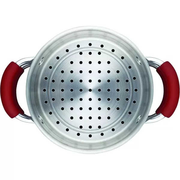 imageRachael Ray Cucina Hard Porcelain Enamel Nonstick MultiPot  Steamer Set 3Quart Agave Blue  16799Cranberry Red