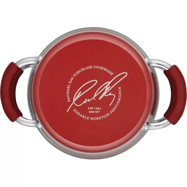imageRachael Ray Cucina Hard Porcelain Enamel Nonstick MultiPot  Steamer Set 3Quart Agave Blue  16799Cranberry Red