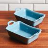 imageRachael Ray Solid Glaze Ceramics Au Gratin BakewareBaker Set Rectangular 2 Piece RedAgave Blue