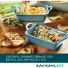 imageRachael Ray Solid Glaze Ceramics Au Gratin BakewareBaker Set Rectangular 2 Piece RedAgave Blue