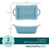 imageRachael Ray Solid Glaze Ceramics Au Gratin BakewareBaker Set Rectangular 2 Piece RedAgave Blue