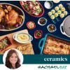 imageRachael Ray Solid Glaze Ceramics Au Gratin BakewareBaker Set Rectangular 2 Piece RedAgave Blue