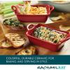 imageRachael Ray Solid Glaze Ceramics Au Gratin BakewareBaker Set Rectangular 2 Piece RedRed