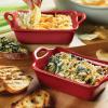 imageRachael Ray Solid Glaze Ceramics Au Gratin BakewareBaker Set Rectangular 2 Piece RedRed