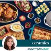imageRachael Ray Solid Glaze Ceramics Au Gratin BakewareBaker Set Rectangular 2 Piece RedTeal
