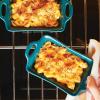 imageRachael Ray Solid Glaze Ceramics Au Gratin BakewareBaker Set Rectangular 2 Piece RedTeal