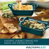 imageRachael Ray Solid Glaze Ceramics Au Gratin BakewareBaker Set Rectangular 2 Piece RedTeal