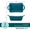 imageRachael Ray Solid Glaze Ceramics Au Gratin BakewareBaker Set Rectangular 2 Piece RedTeal