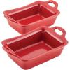 imageRachael Ray Solid Glaze Ceramics Au Gratin BakewareBaker Set Rectangular 2 Piece RedRed