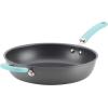 imageRachael Ray Create Delicious Deep Hard Anodized Nonstick Frying Pan  Fry Pan  Hard Anodized Skillet  1025 Inch GrayLight Blue Handle