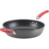 imageRachael Ray Create Delicious Deep Hard Anodized Nonstick Frying Pan  Fry Pan  Hard Anodized Skillet  1025 Inch GrayRed Handle