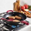 imageRachael Ray Create Delicious Deep Hard Anodized Nonstick Frying Pan  Fry Pan  Hard Anodized Skillet  1025 Inch GrayRed Handle
